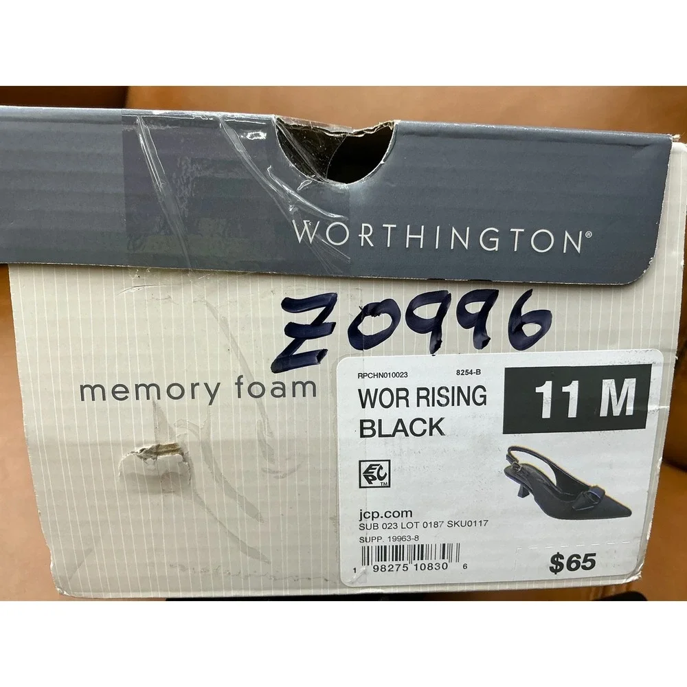 Worthington Wor Rising Pumps Womens 11 Black New Bow Slingback Kitten Heel